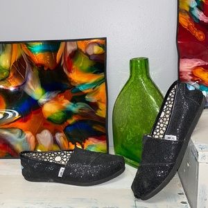 Glittery Black Toms flats